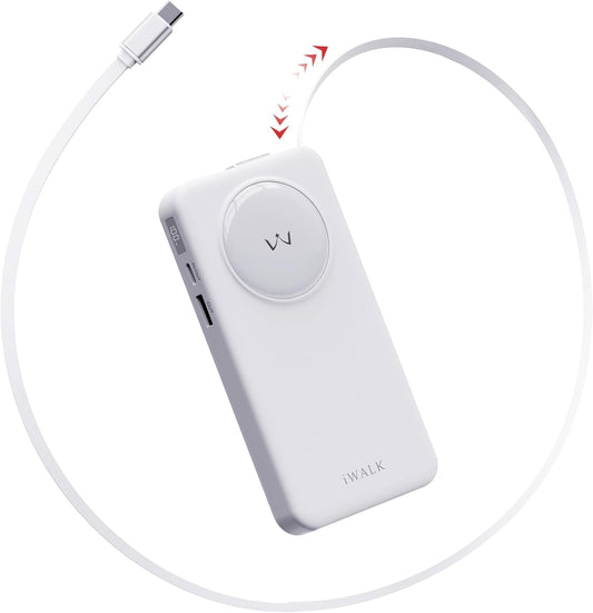 iWALK 10000mAh Slim Portable Charger with Fast Charging Cable