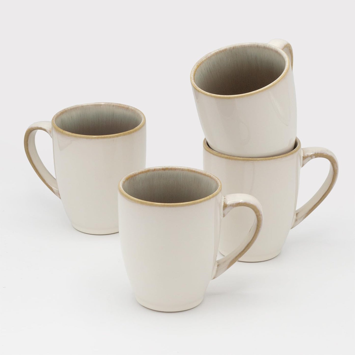 Sango Resona Moss Green Stoneware Mugs Set of 4 for Dining