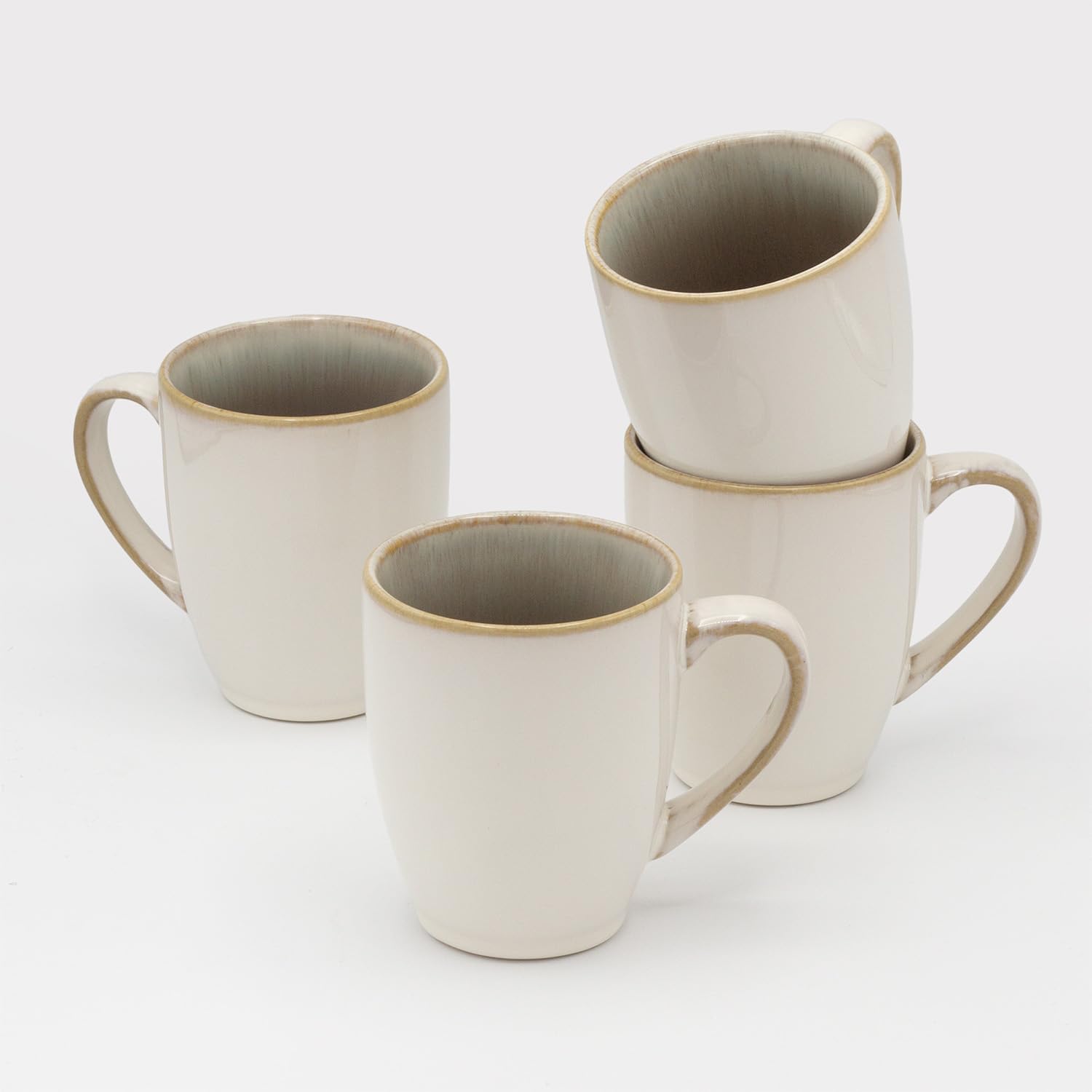 Sango Resona Moss Green Stoneware Mugs Set of 4 for Dining