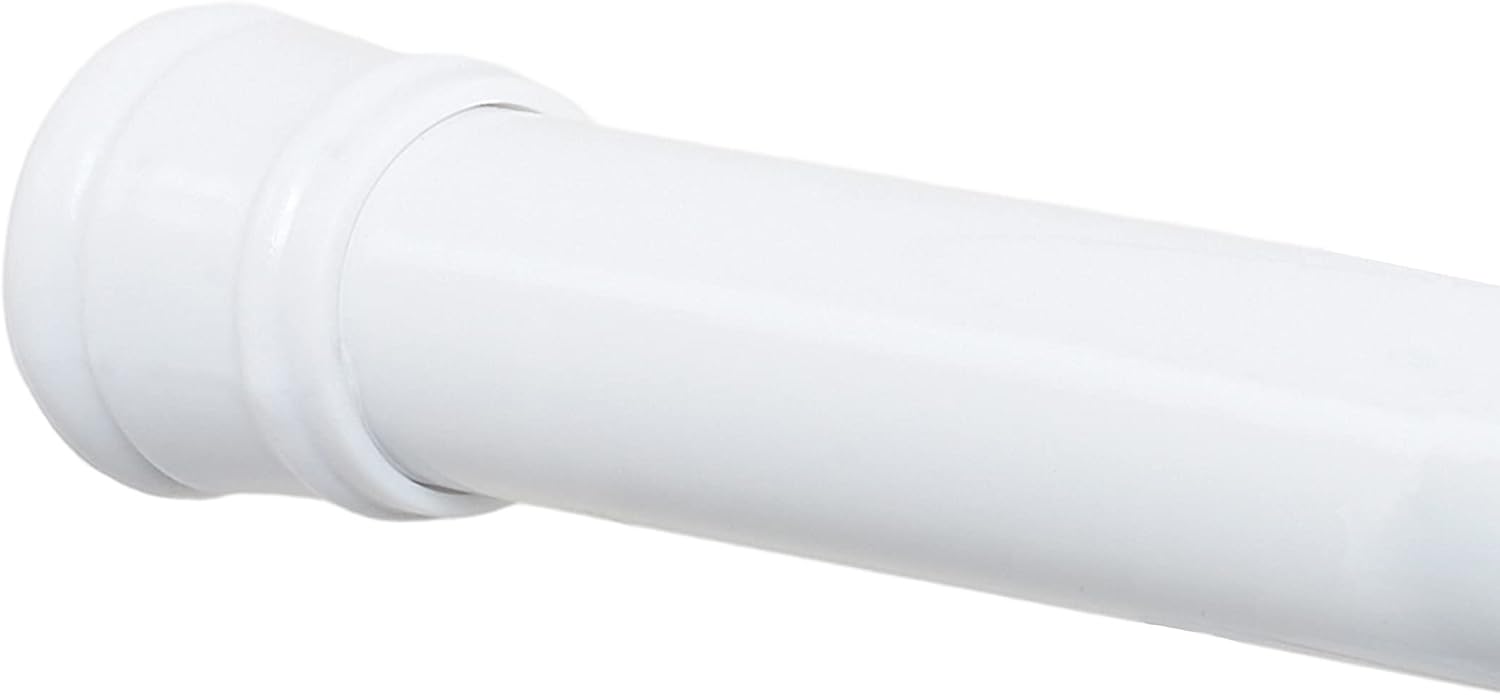 Zenna Home White Tension Shower Curtain Rod - Easy Install, Rust Resistant