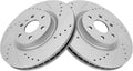Front Premium G-Coated Cross Drilled & Slotted Rotors Set - Cadillac