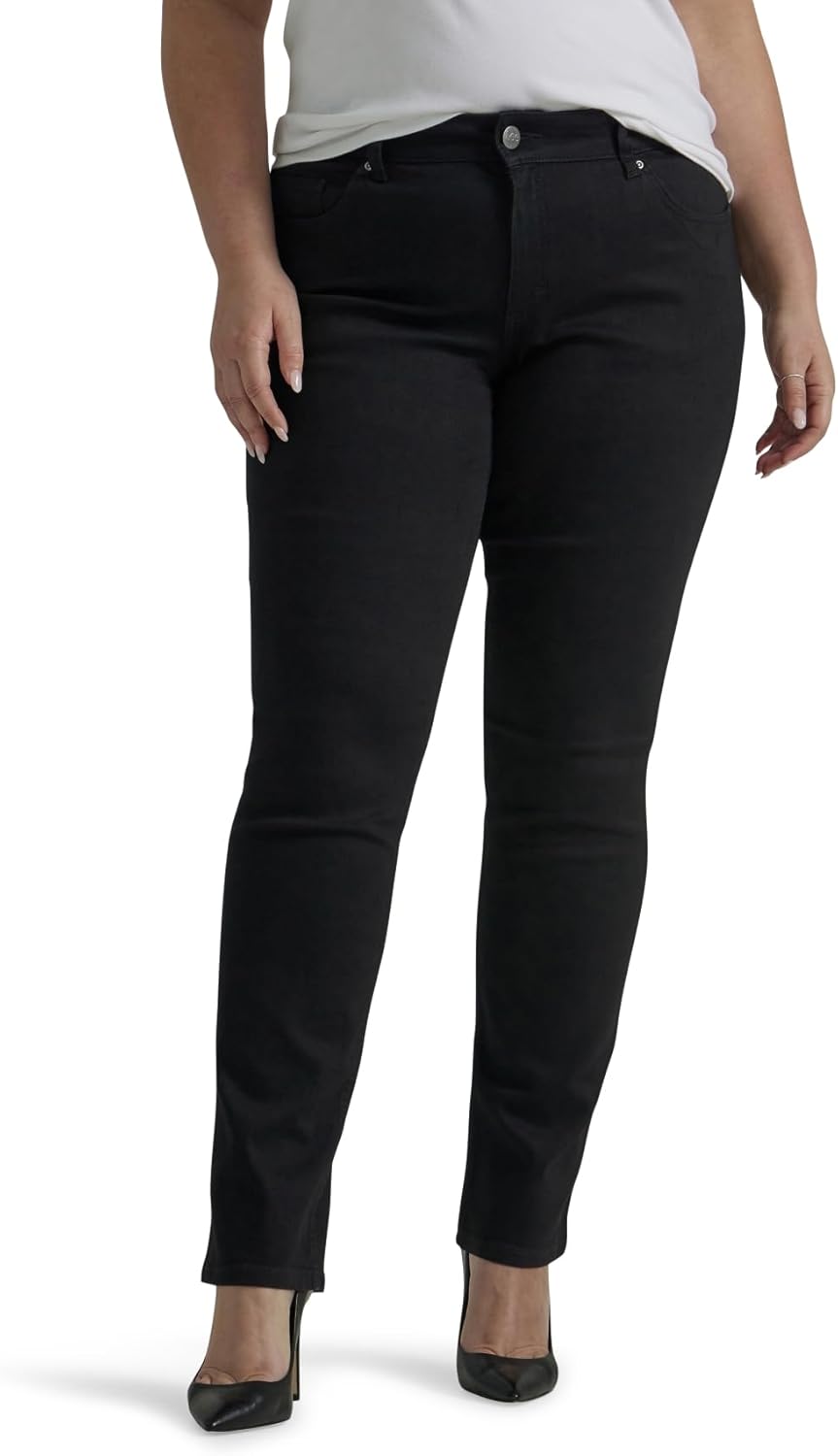Lee Womens Plus Size Legendary Mid Rise Straight Leg Jeans