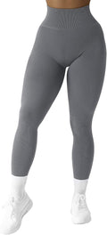 Women Ribbed Seamless Leggings High Waisted Workout Pants - Sculpting