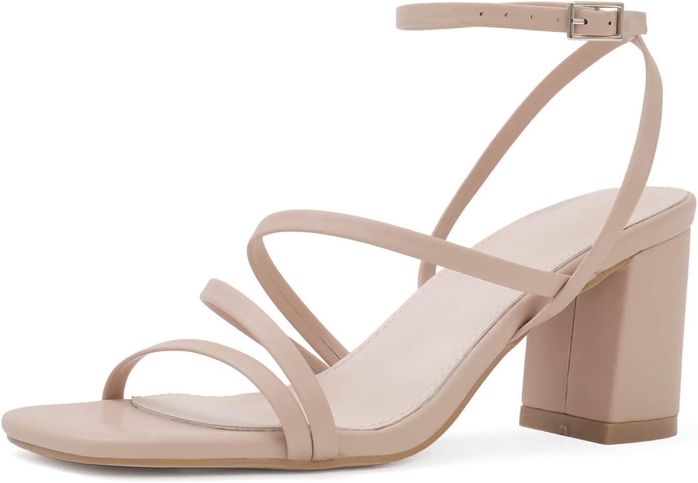 LACUONE Strappy Heels for Women with Block Heel Design