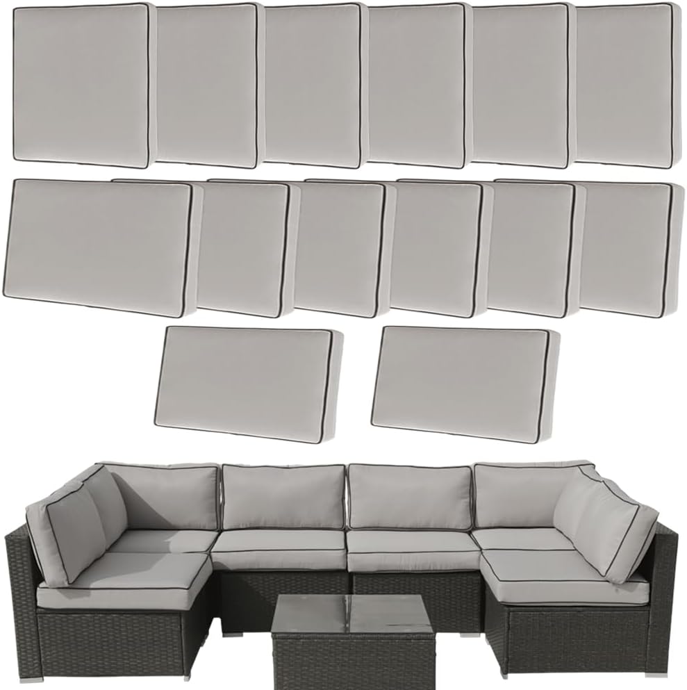 14Pcs Outdoor Cushion Covers Replacement for 6-Seater Sofa