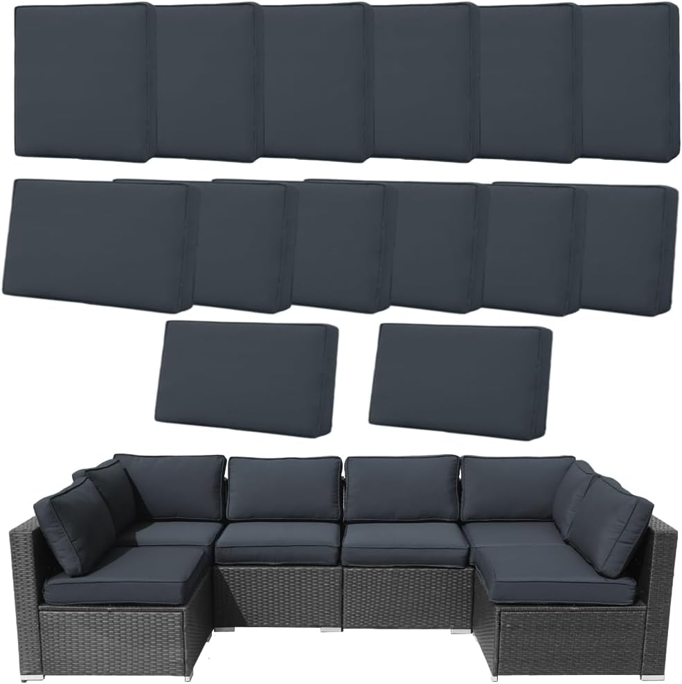 14Pcs Outdoor Cushion Covers Replacement for 6-Seater Sofa