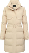 Long Waterproof Puffer Jacket for Women - Warm Maxi Coat