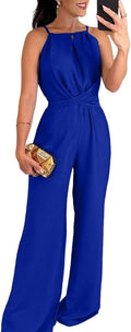 CHICME Women's Sexy Halter Jumpsuit - Flattering Wide Leg Romper