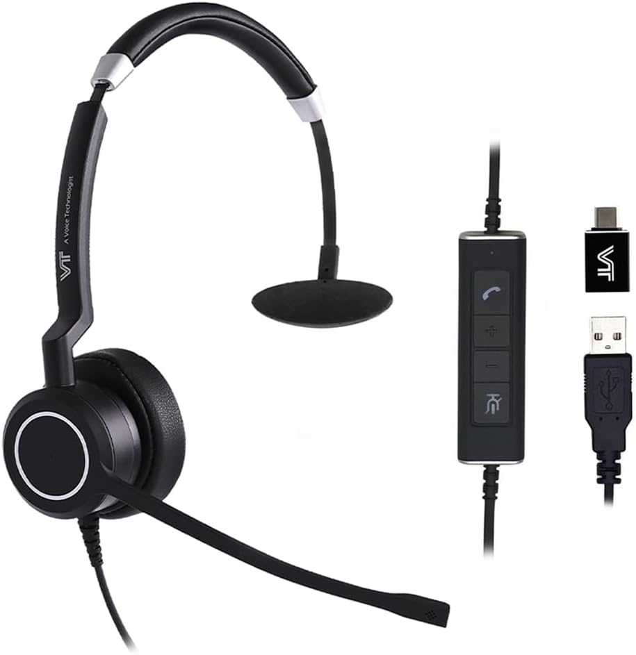 VT Wired UC-Headset with Dual Noise-Cancelling Microphones