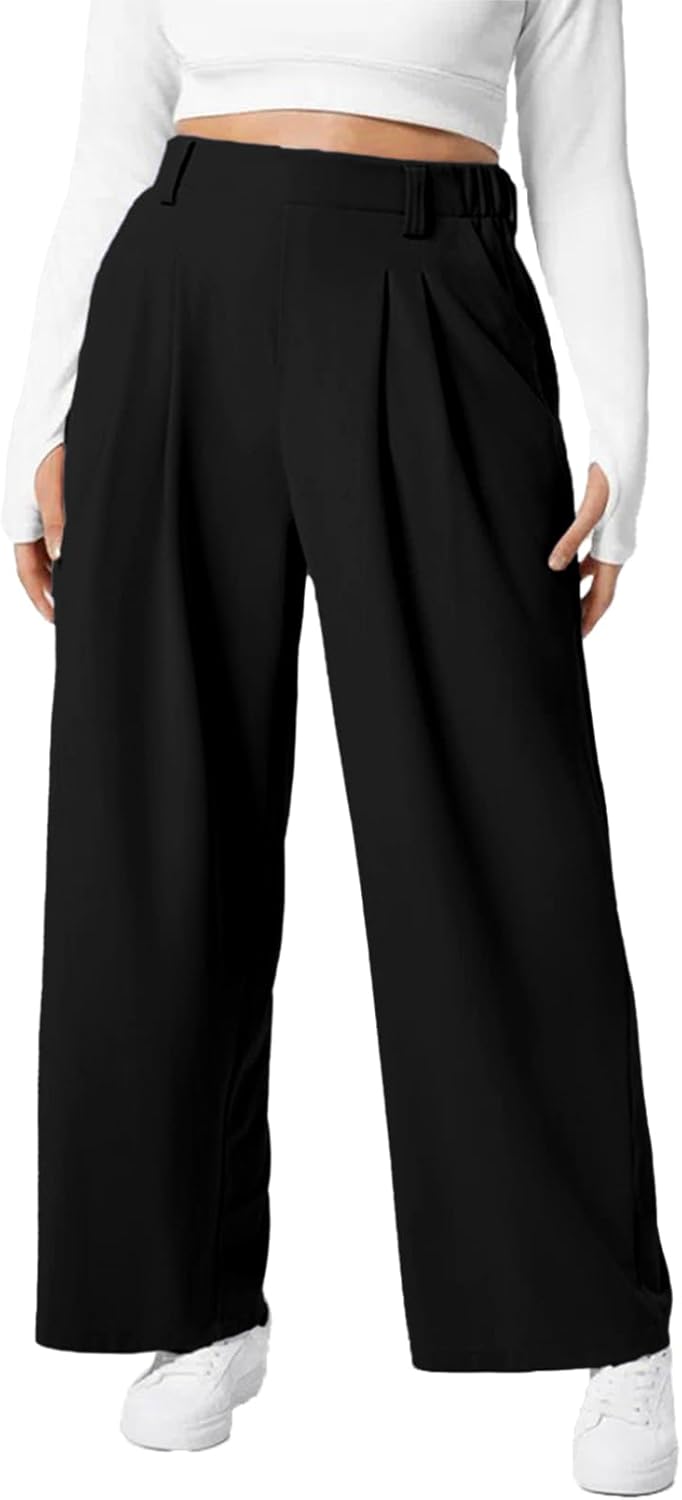 Eytino Womens Plus Size Wide Leg Dress Pants for Comfort