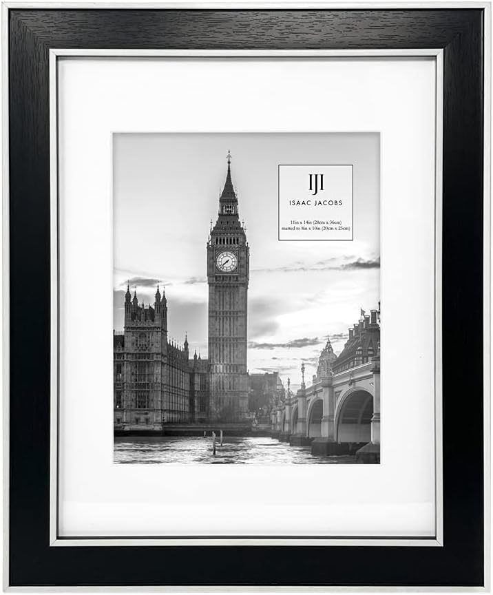 Stylish Black and White Double Border Picture Frame for Photos