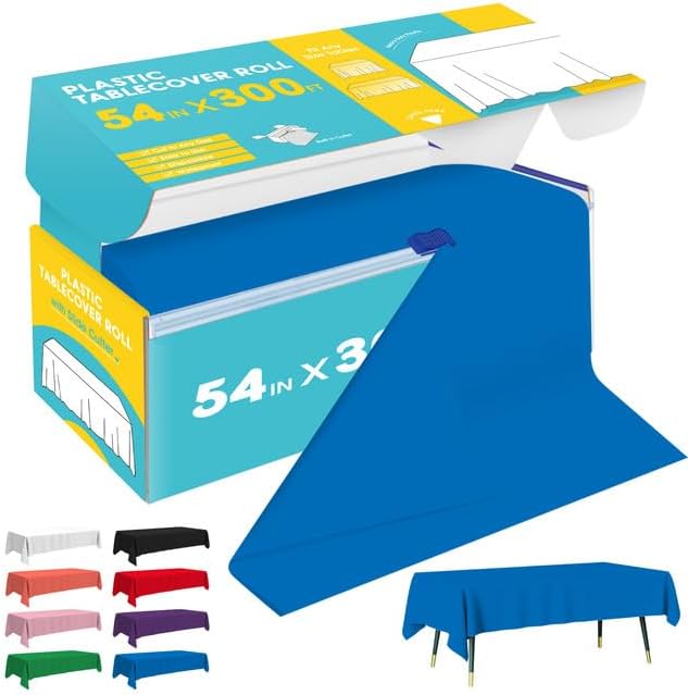 Blue Plastic Table Cover Roll - Perfect for Any Event Setup