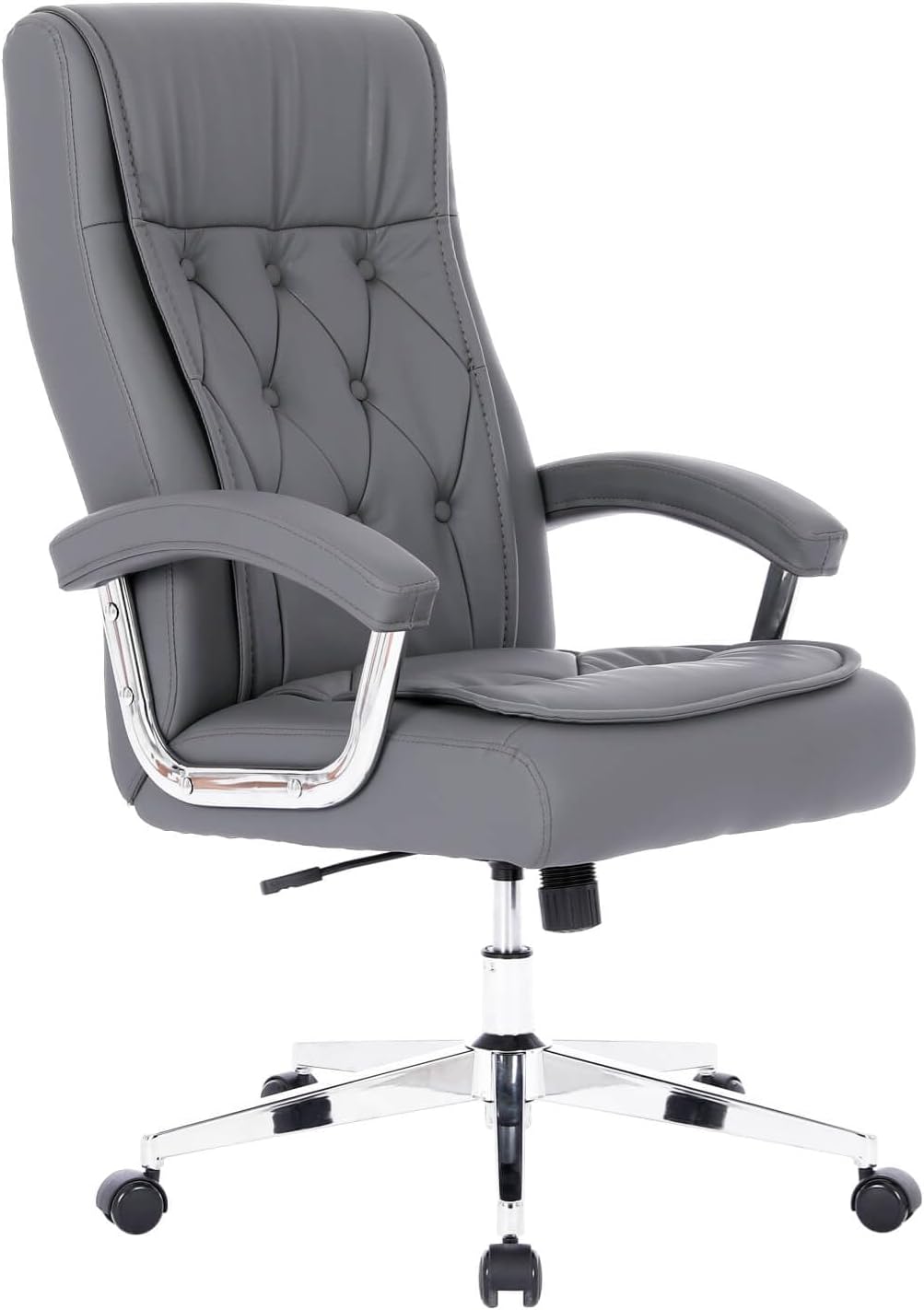 High Back Ergonomic Leather Office Chair - 350LBS Capacity - Gray