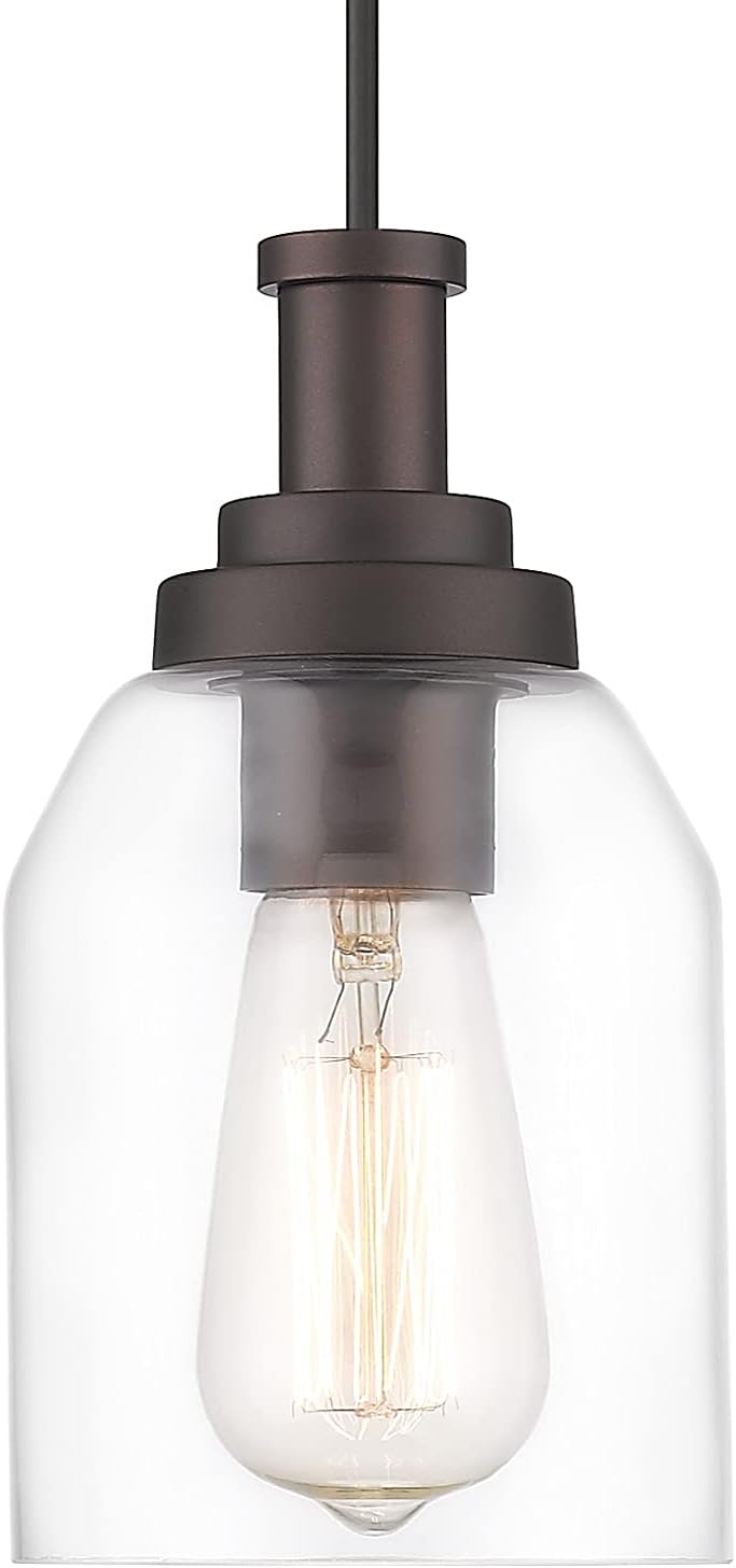 Zeyu 1-Light Farmhouse Pendant Light with Clear Glass Shade