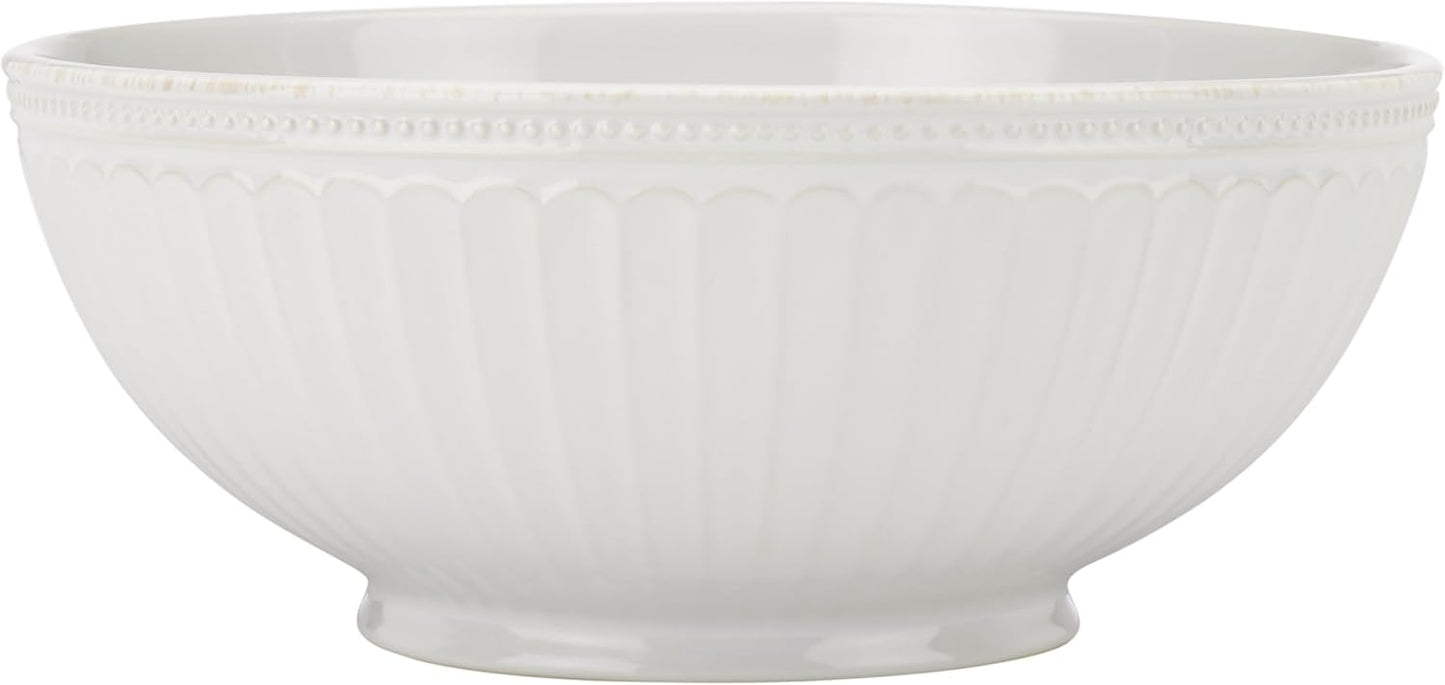Lenox White French Perle Groove Medium Serve Bowl for Entertaining