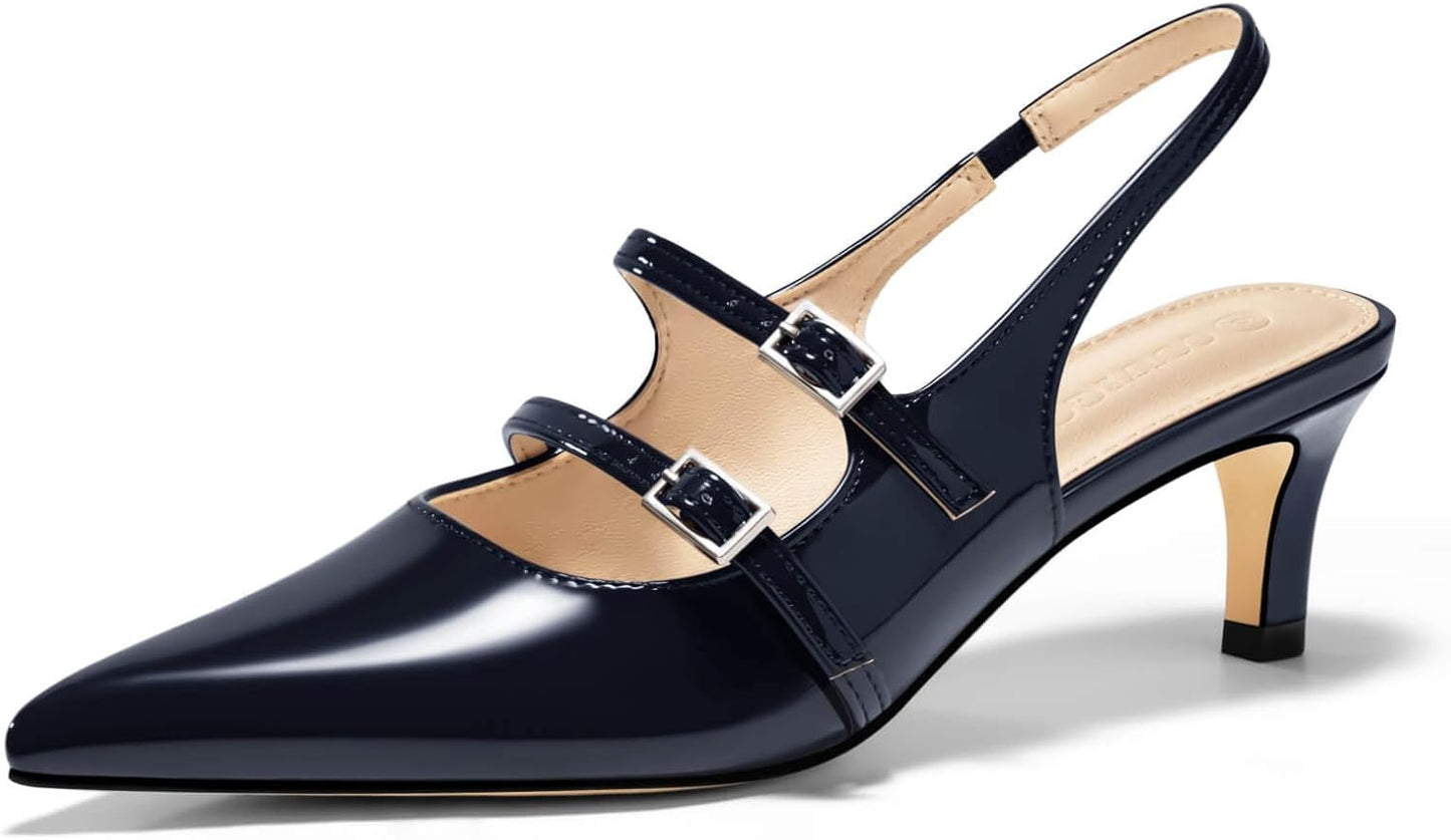 Coutgo Womens Slingback Kitten Heels for Elegant Occasions