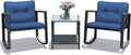 Tangkula 3 Piece Patio Wicker Rocking Bistro Set - Comfortable Outdoor