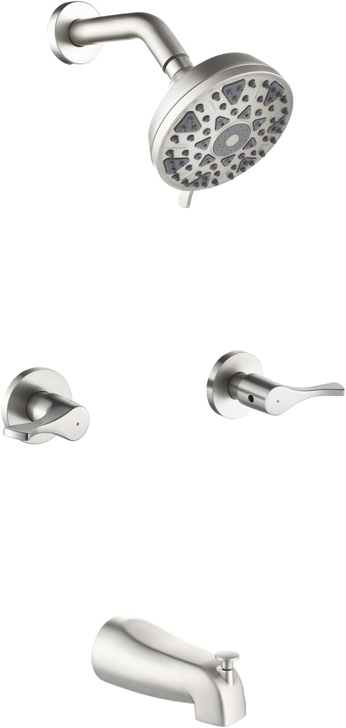 2 Handle Shower Faucet Set with Tub Spout for Elegant Bathrooms