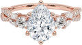 Moissanite Engagement Ring for Women 2 CT Pear VVS1 Twisted Vine