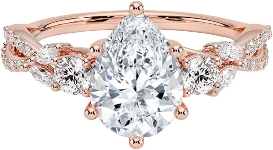 1-3 CT Moissanite Engagement Ring in Solid Gold & Silver