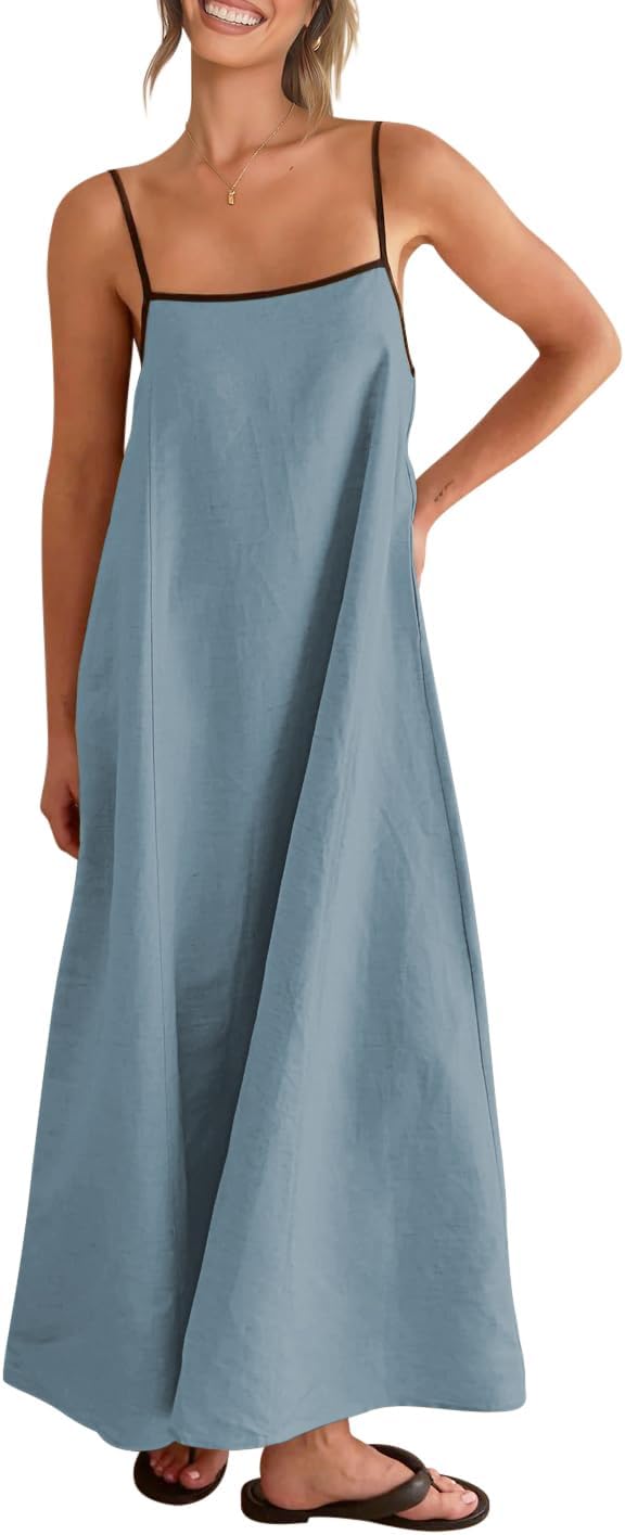 Shy Velvet Women's Linen Maxi Dress for Summer and Fall Fun
