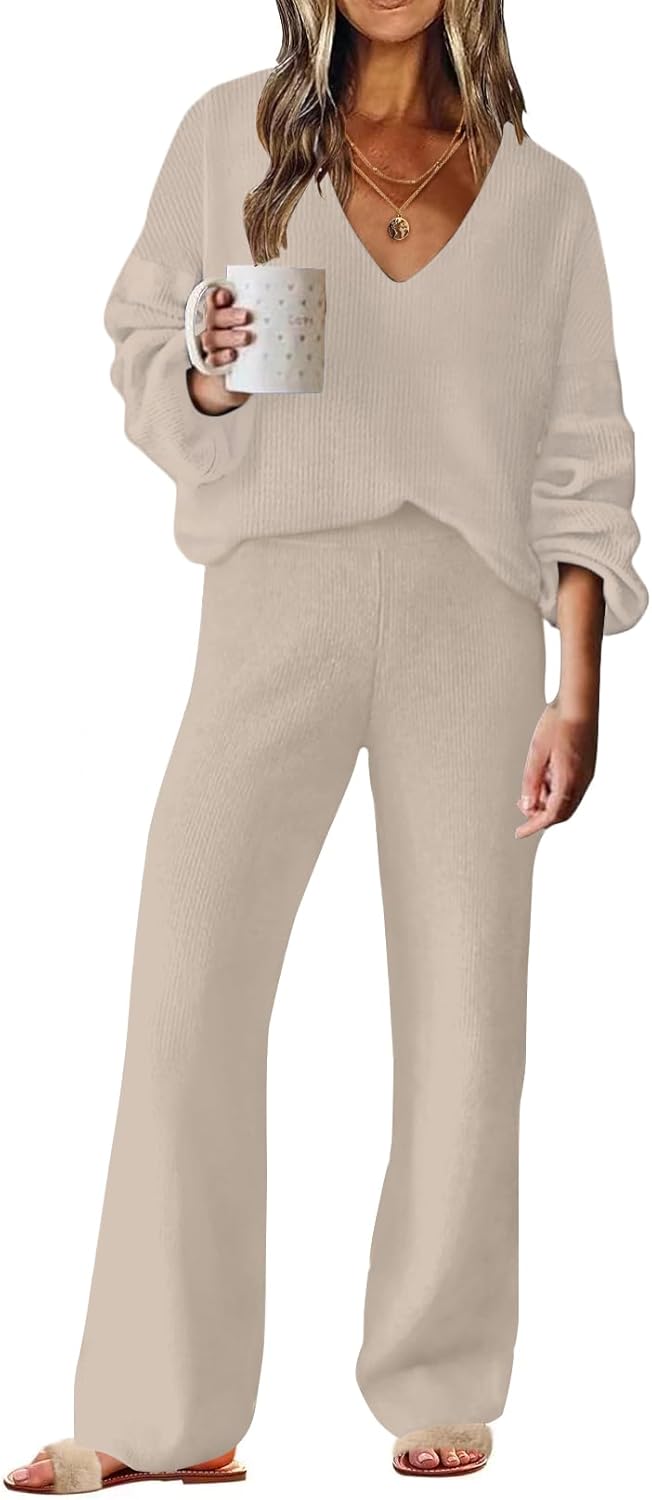ETCYY NEW Womens 2 Piece Outfits Cozy Knit Pajama Set