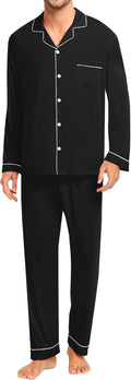 Men Pajamas Set Comfy Modal PJs Button Down Sleepwear - Soft Lounge