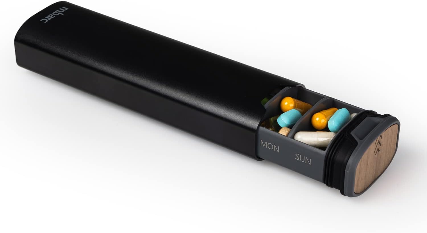7 Day Weekly Pill Organizer 2.0 - Premium Aluminum and Wood Box