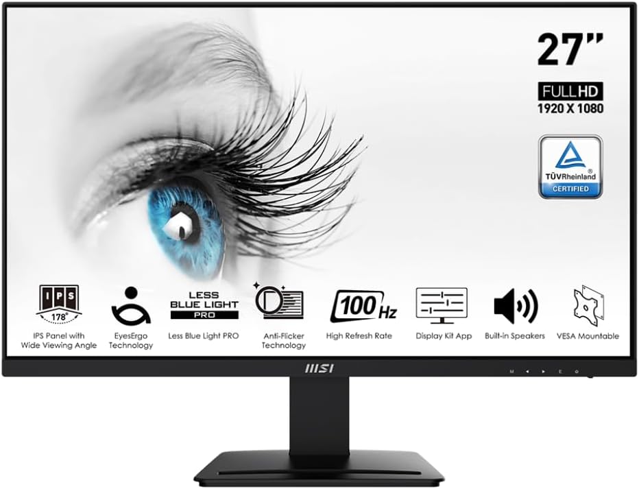 MSI Pro MP273A 27 FHD Monitor, 100Hz Refresh Rate