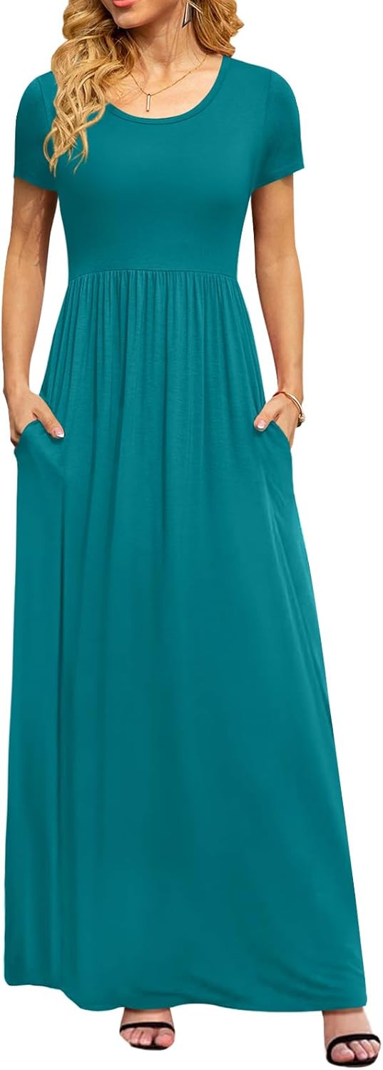 DB MOON Womens Summer Maxi Dresses with Pockets for Casual Wear