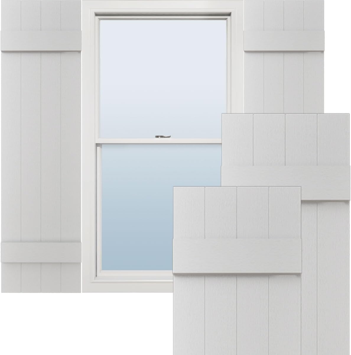 Ekena Millwork Vinyl Board-n-Batten Shutters, 14in x 51in, White
