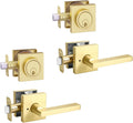 Gold Heavy Duty Privacy Lever and Deadbolt Combo Pack - Satin Brass