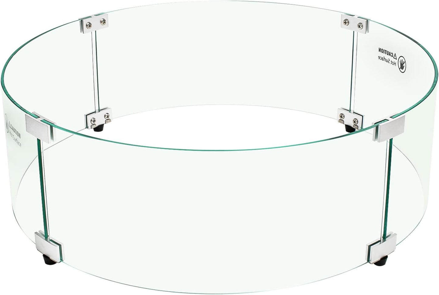 Fire Pit Wind Guard - 23in x 7in Tempered Glass & Aluminum