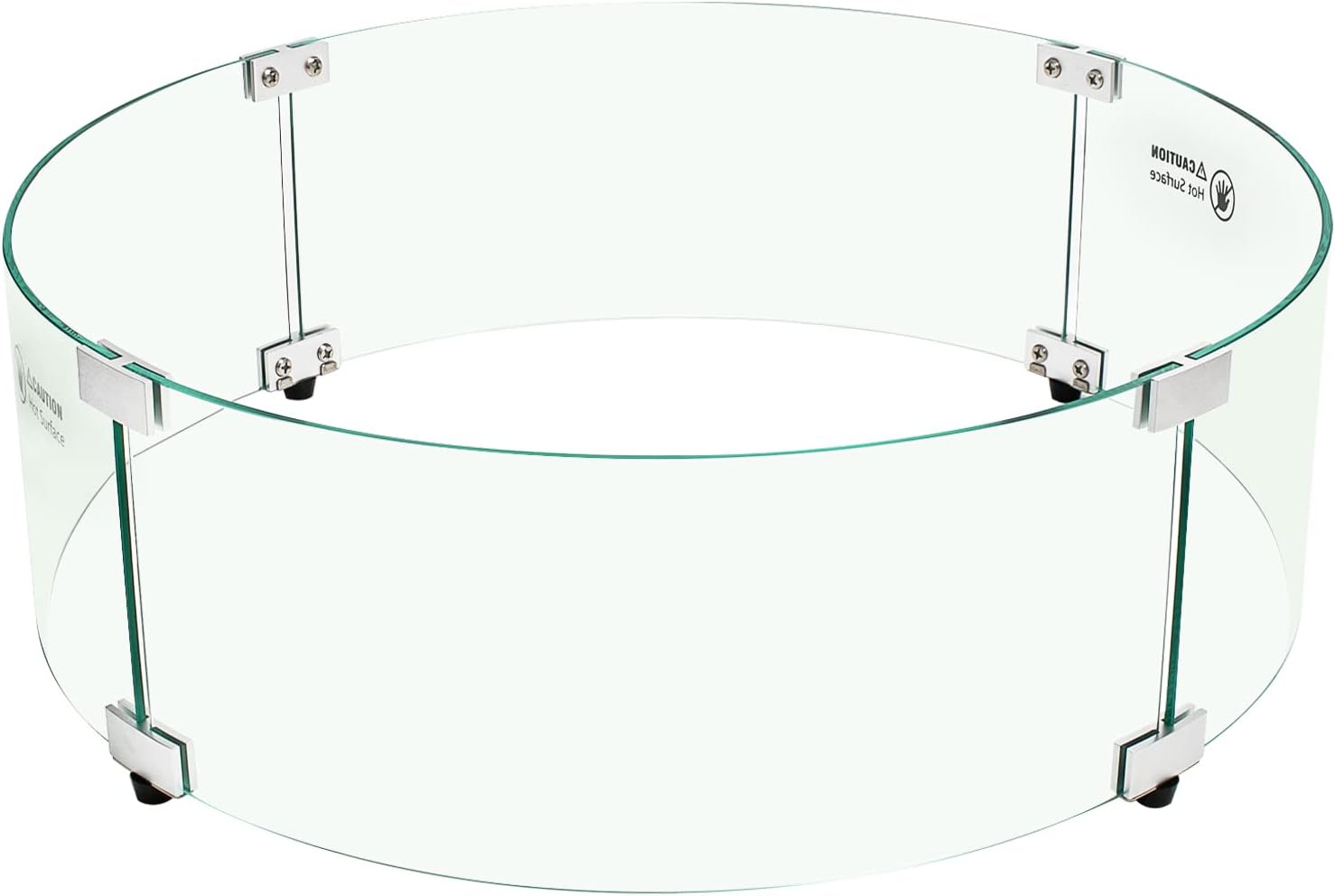 Fire Pit Wind Guard - 23in x 7in Tempered Glass & Aluminum