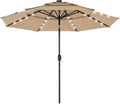 10FT 3-Tier Solar Patio Umbrella with 32 LED Lights - Tilt & Crank
