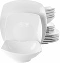 Elama White Porcelain Dish Dinnerware Set, 18 Piece - Elegant Square