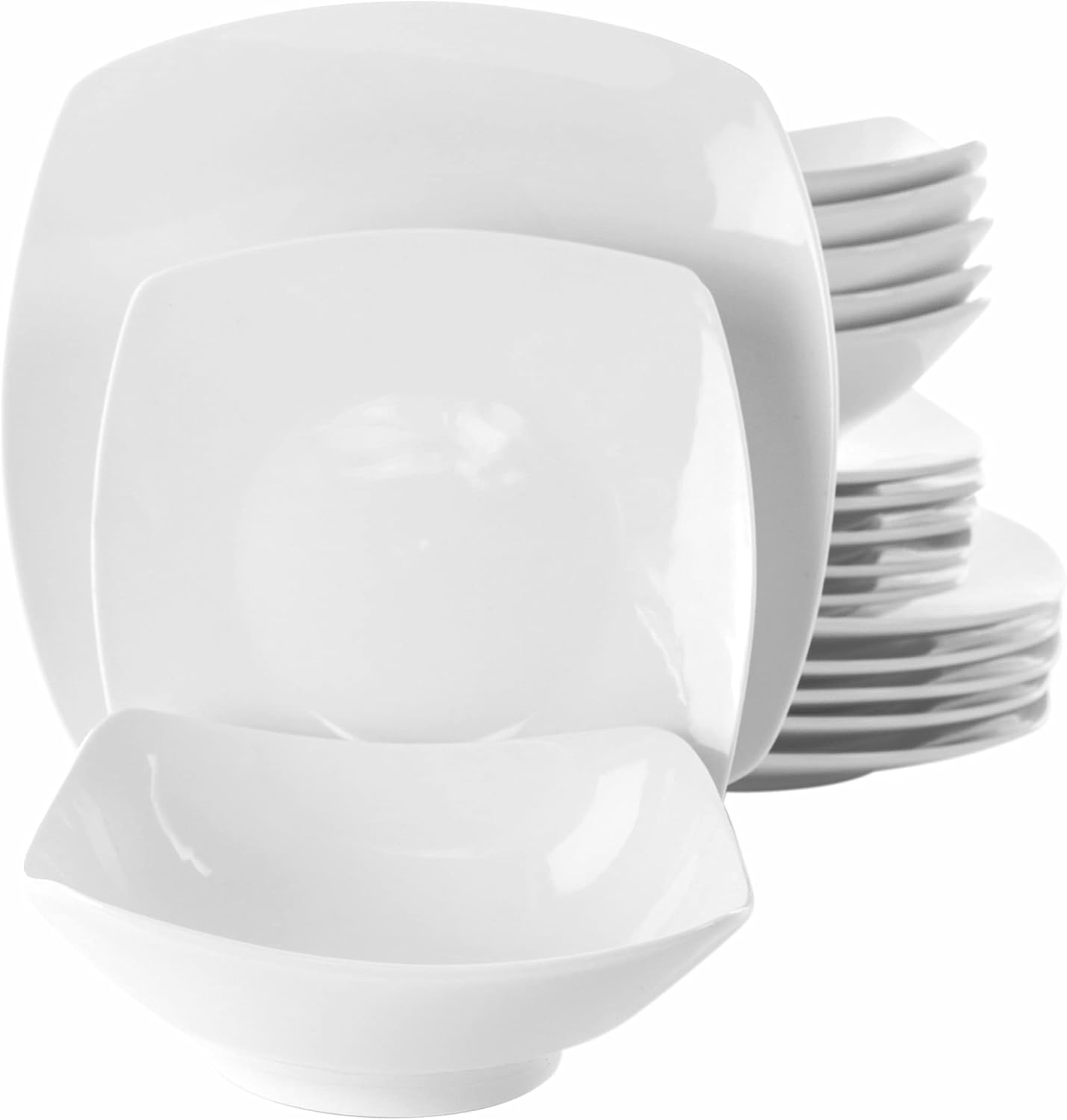 Elama White Porcelain Dish Dinnerware Set with Elegant Design