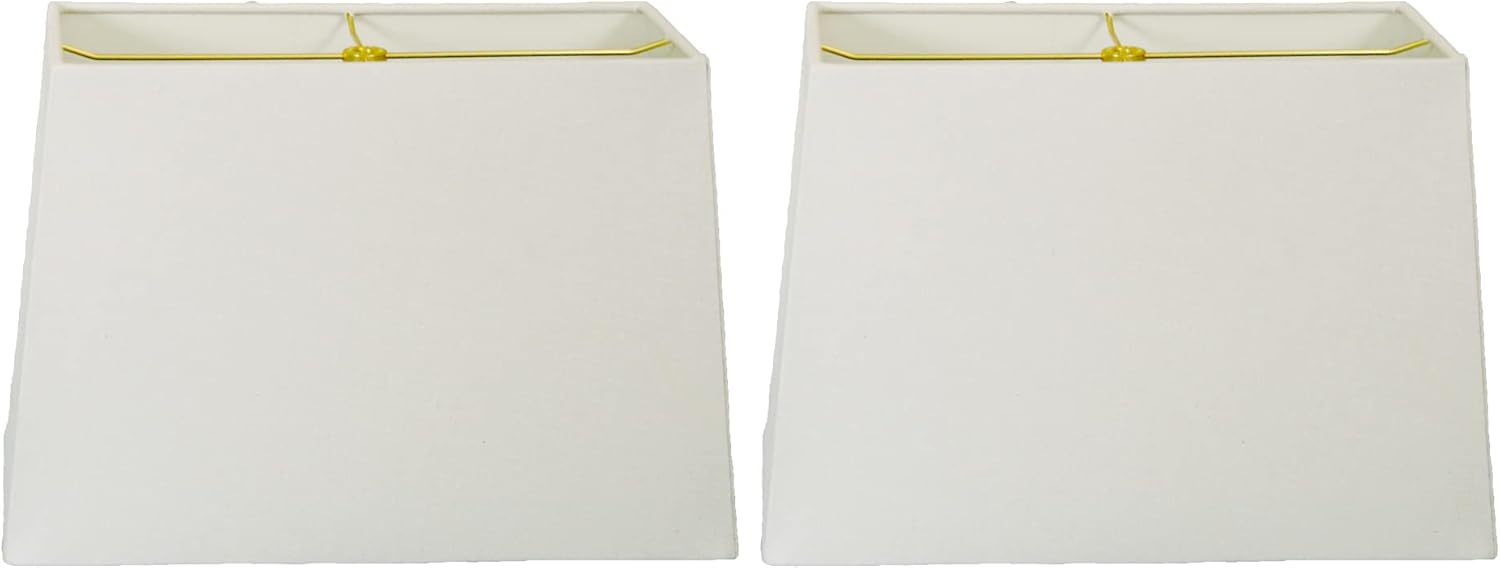 Set of 2 Linen White Rectangle Hardback Lamp Shades 7 x 14ft 9 x 16ft