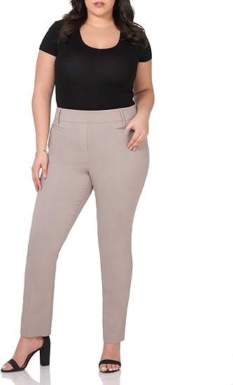 Rekucci Curvy Woman Ease into Comfort Plus Size Straight Pant