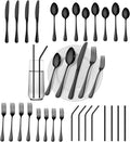 28 Piece Black Silverware Service for 4 - Durable Stainless Flatware