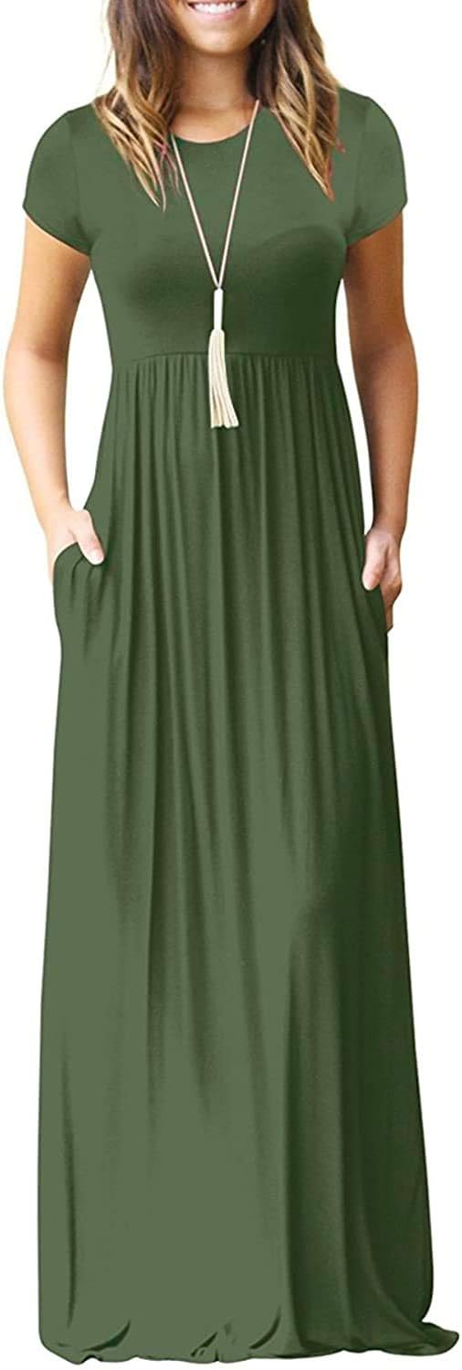 DEARCASE Casual Summer Maxi Dress with Pockets for Women