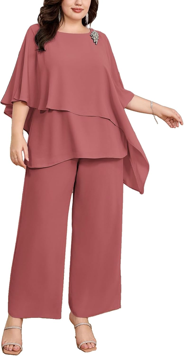 Plus Size Mother of Bride Pant Suits for Elegant Weddings
