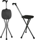 Hold 440 lbs Folding Cane with Seat and Magnetic Therapy Stone - Heavy