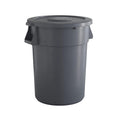 44 Gallon Gray Round Commercial Trash Can with Lid - Heavy-Duty