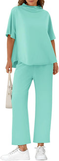 Women's Oversized Lounge Set 3/4 Batwing Sleeve Two Piece Outfit