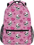 Student Travel School Backpack Pink Skull Bow - Roomy, Durable Carry