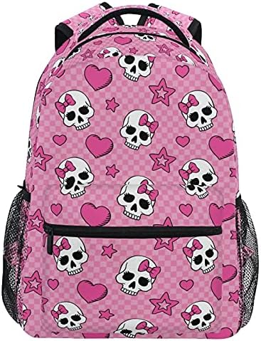 MNSRUU Pink Skull Bow Girl College Laptop Backpack for Travel