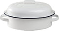 Webake Enameled Roasting Pan with Lid 15.5 in - Compact Farmhouse