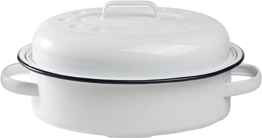 Webake Enameled Roasting Pan with Lid for Perfect Cooking