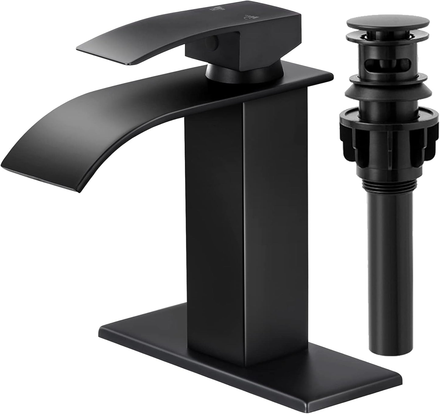 KZH Waterfall Bathroom Faucet with Matte Black Finish for Sinks